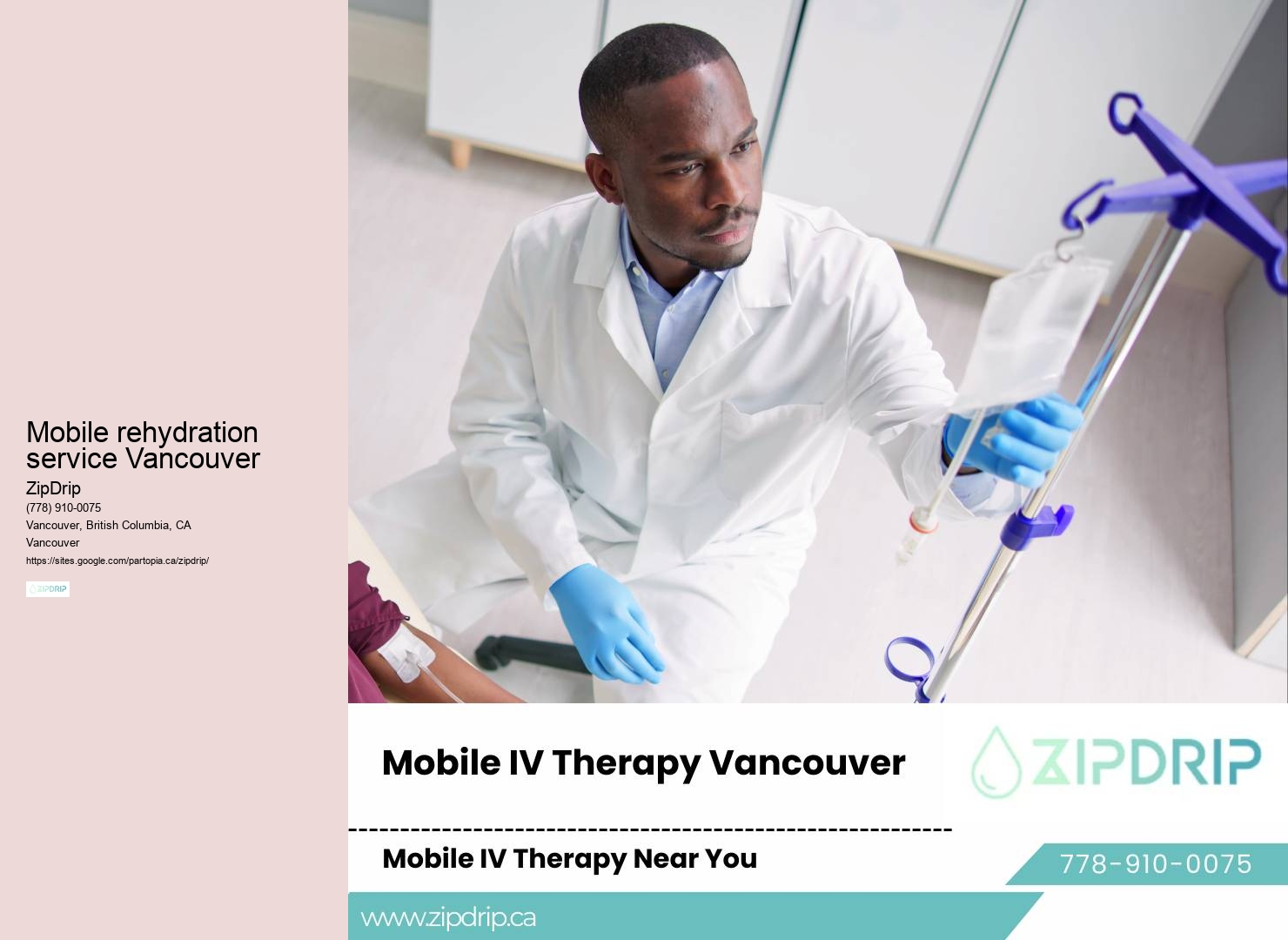 In-home IV drip infusion Mobile rehydration service Vancouver