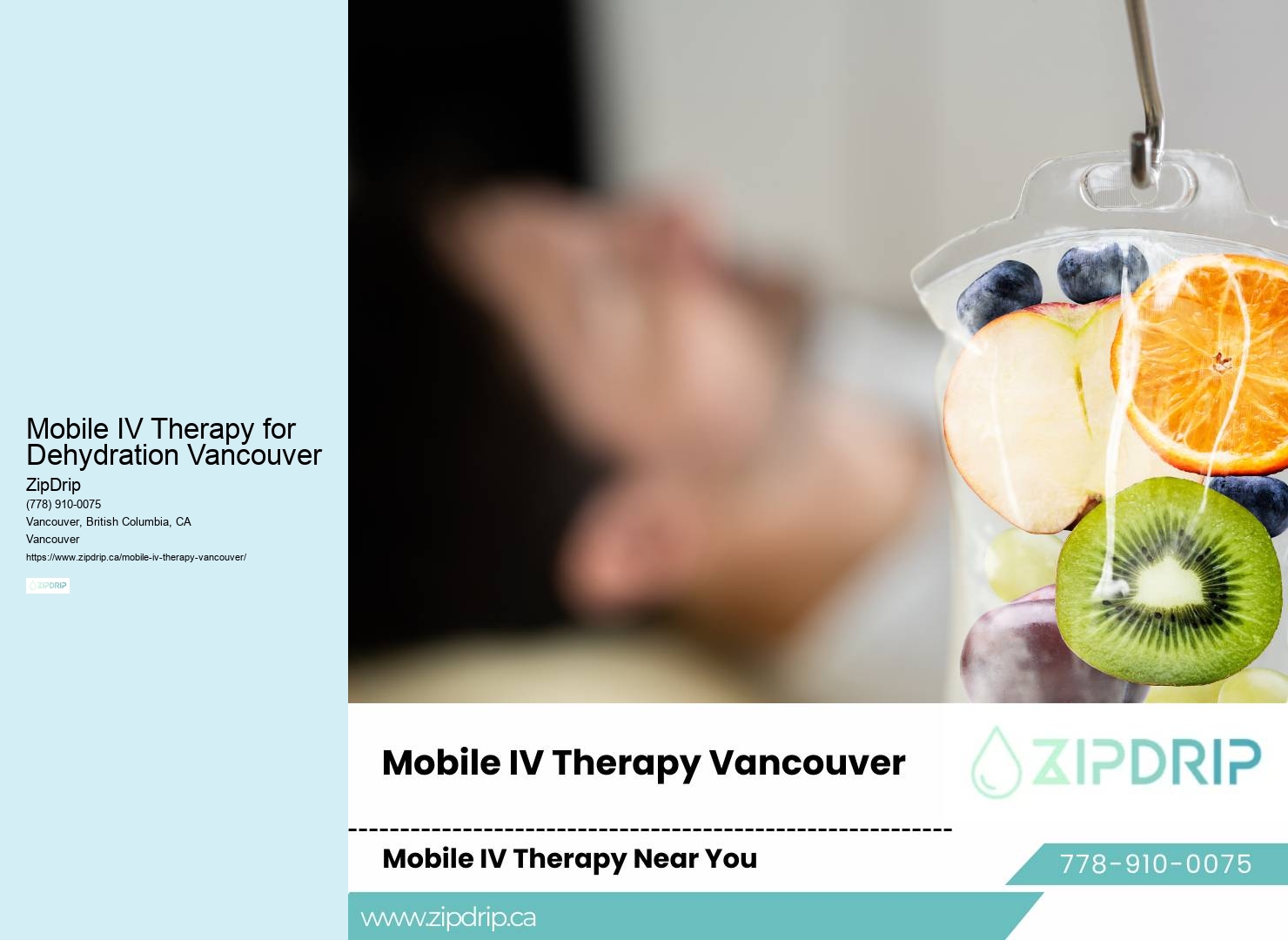 Mobile IV Therapy for Dehydration Vancouver mobile IV treatment for dehydration